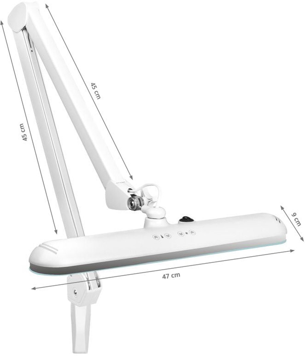 Elegante 801TL LED Salonlamp Wit met Tafelklem – Professionele LED Behandellamp voor Manicure, Pedicure en Beautywerk