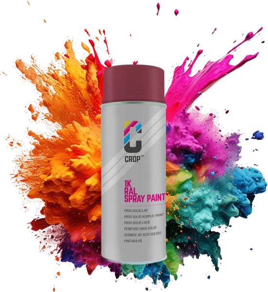 Bombe aérosol CROP RAL 4002 Rouge violet - Brillant - 400 ml - Peinture aérosol Violet - 100 % grand teint - Séchage rapide - Intérieur et extérieur - RAL4002