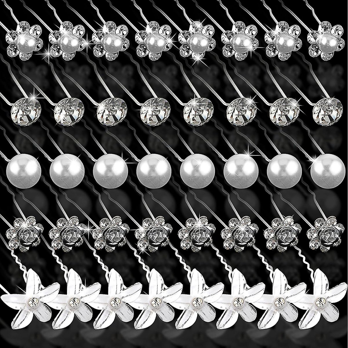 Elegante Haaraccessoires voor Bruiloften - Strass, Bloemen en Parels - 40 Stuks