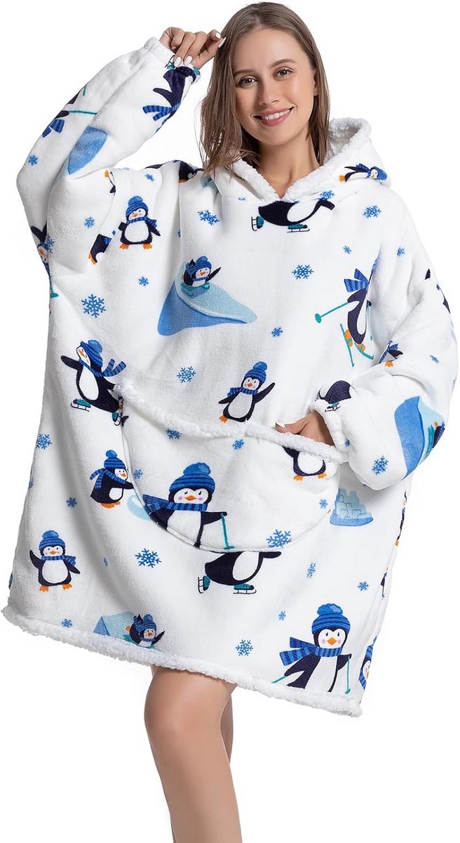 Oversized Deken Hoodie voor Volwassenen - Super Warme en Gezellige Sherpa Fleece met Capuchon