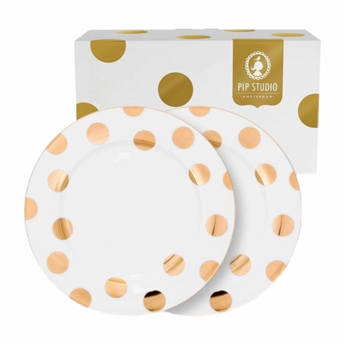 Dinerbord Pip Studio Dot Delight White-Gold 26,5 cm (Set van 2)