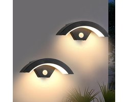 Merkloos Buitenwandlamp met bewegingsmelder - 2 Stuks - Waterdicht - 24W - Warmwit 3000K - Moderne Wandlamp voor Tuin en Terras