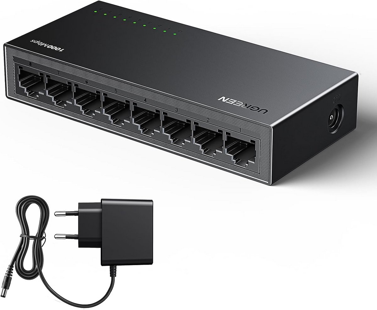 8-poorts Gigabit LAN Switch - Automatische Snelheid tot 1000Mbps, Duplex Aanpassing & Plug and Play