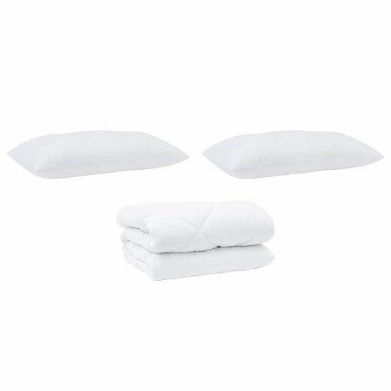 Dekbed met Kussens 3 st | Beddengoed Wit Microfiber en Dons Feather