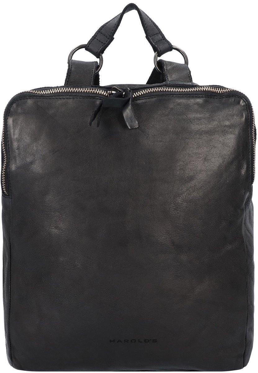 HAROLD'S Leren Vrije tijd rugzak Rugzak Submarine Backpack Triple Black Zwart