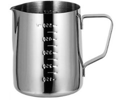 Melkopschuimer - Melkkannetje - Latte Art-kannetje - Gegradueerd - Roestvrij staal - Geschikt voor Latte Art - 600 ml - Zilver