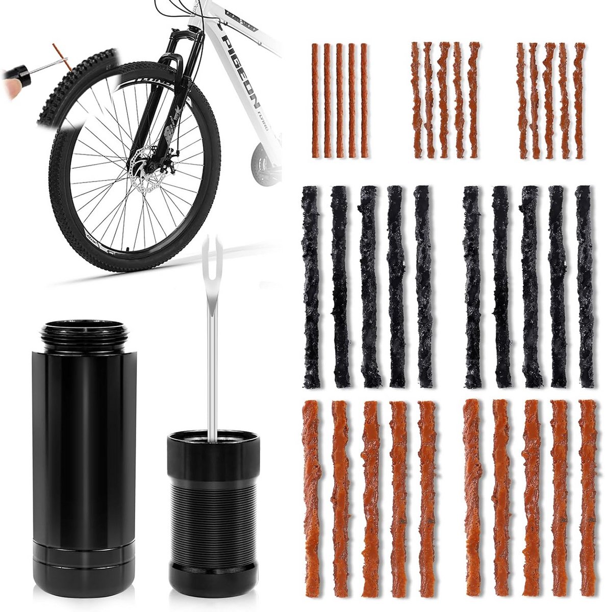 Tubeless Bandenreparatieset voor Fietsen: Inclusief Plakstrips voor MTB, Gravel en Racefiets
