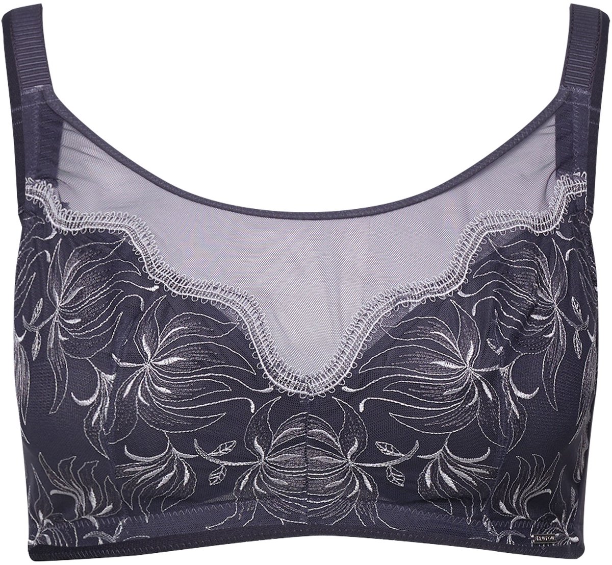 TruYou Dames - Bralette borduursel zonder beugels - Antraciet