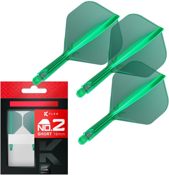 Target K-Flex Green NO2- Dart Flights - Short van Target — afbeelding 2