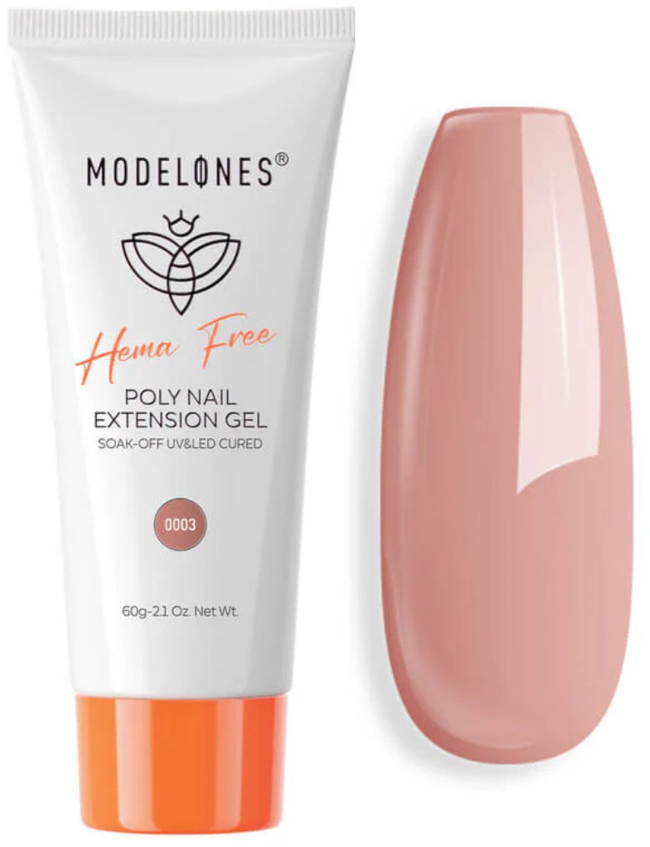 Modelones - Natural Nude - HEMA & TPO-vrije Polygel - Poly Nail Gel 60 g - Nagelverlenging - UV/LED - Niet-plakkerige formule