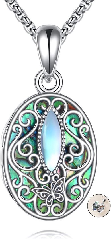 FJ Halsketting voor dames, beschermengel, 925 sterling zilver, hanger, levensboom, vlinder, fee, elf, met geboortesteen, sieradengeschenken voor dames en meisjes, Taille du pendentif: 22 * 22 mm