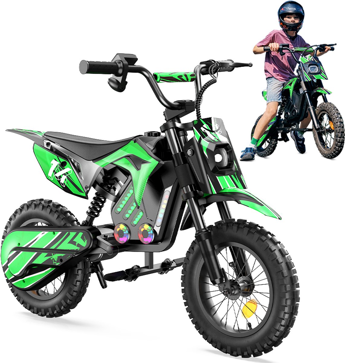 isscooter A14 Kinderen Elektrische Motorfiets - 500W - 17 km/u - 3 Snelheidsstanden - 6-14 Jaar - Groen