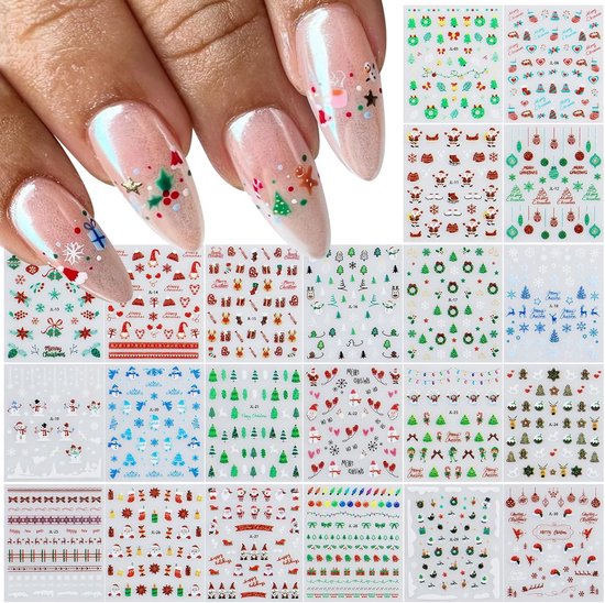 30 Vel Kerst Nagels Stickers Zelfklevende Nageldecoratie Set