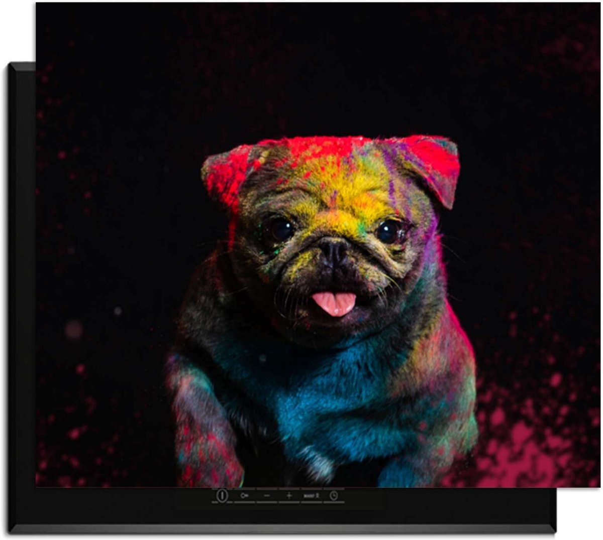 KitchenArt - Funky Pup - Inductie Beschermer - 71x52 cm - Kookplaat Beschermer - Luxe Afdekplaat Inductieplaat - Anti-slip & Oprolbaar - Beschermmat Inductiekookplaat