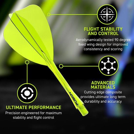 Winmau Fusion Arrow Neon Yellow - Dart Flights van Merkloos — afbeelding 2