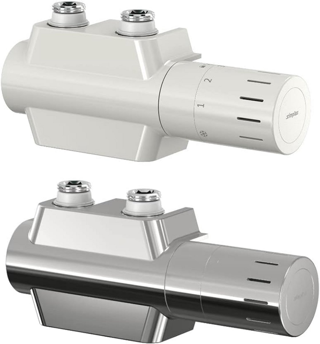 Complete Set Afsluit- en Regelventiel voor Handdoekverwarming en Designradiator (Wit) - 50mm Hartafstand