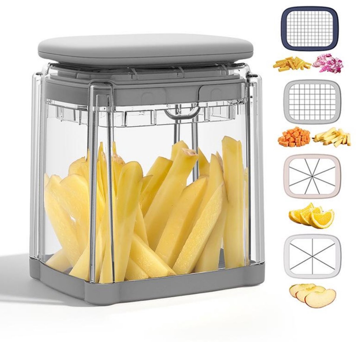GELLDG Frietsnijder - Handmatige frietsnijder - Met roestvrijstalen mes van 10x10 mm - Multifunctionele groentesnijder - Geschikt voor het snijden van friet, komkommers, wortelen, uien en fruit.
