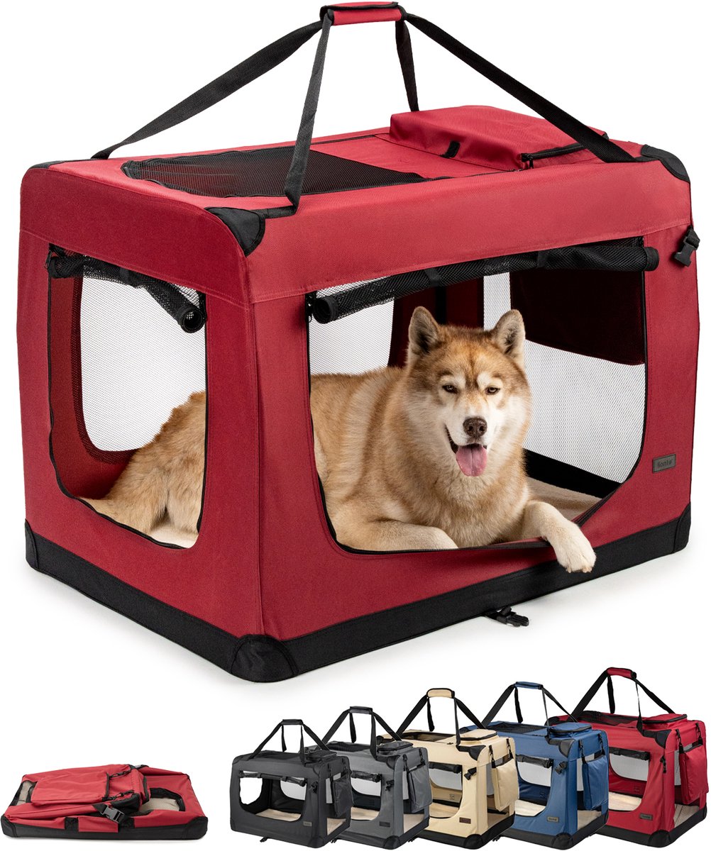 lionto transportbox, opvouwbaar, stevig & met kussen, 101x69x70 cm donkerrood