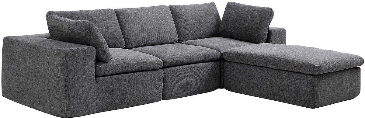 Vente-unique Modulaire hoekbank in antracietgrijze stof CORTOLINE