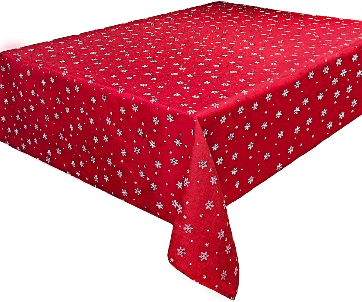 Kerst Tafelkleed Sneeuw Grijs Ovaal 130x160 cm Wasbaar Polyester