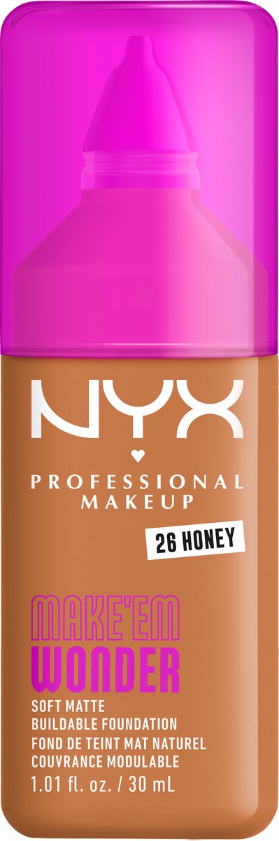 NYX Professional Make Up Make 'EM Wonder Foundation - Zachte matte finish - Met huidverzorgende hyaluronzuur - Honey