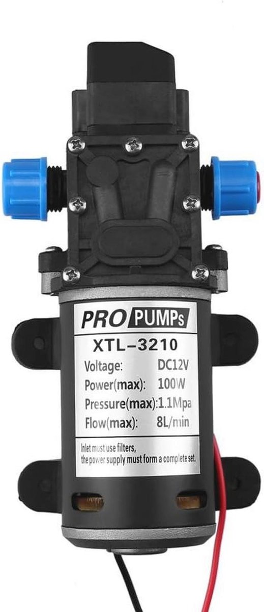 Hogedruk waterpomp 12V 100W - Zelfaanzuigend, 8 l/min, 160 psi voor Caravan, Vrachtwagen en Boot