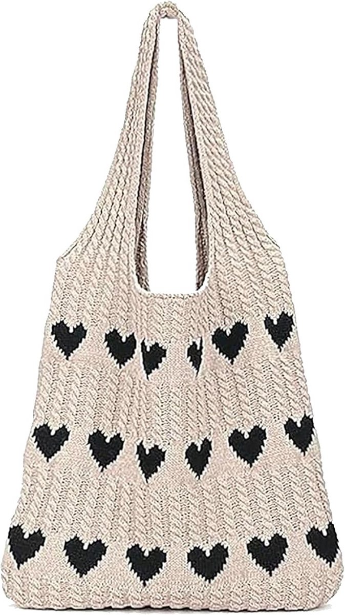Grote Gebreide Tote Bag Dames - Handgemaakte Schoudertas voor Werk en Reizen