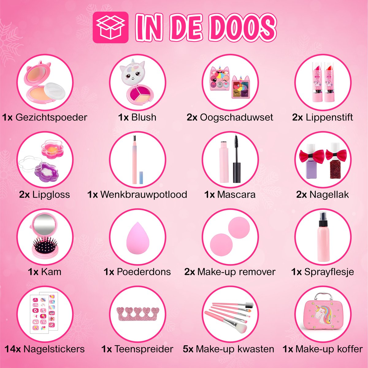 Pludo Kinder Make up - 40 Delige set - Kinder Make up Koffer - Speelgoed Meisjes - Lipgloss en Nagellak voor Meisjes - Unicorn — afbeelding 3