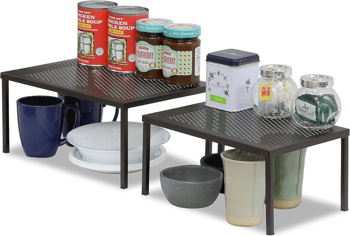 Uitbreidbare Stapelbare Keukenkast en Counter Shelf Organizer - Brons