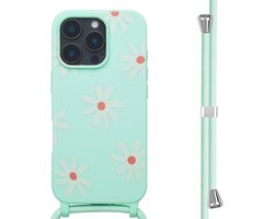 imoshion Hoesje - Geschikt voor Apple iPhone 16 Pro - Siliconen design hoesje met koord - Green Flower Distance