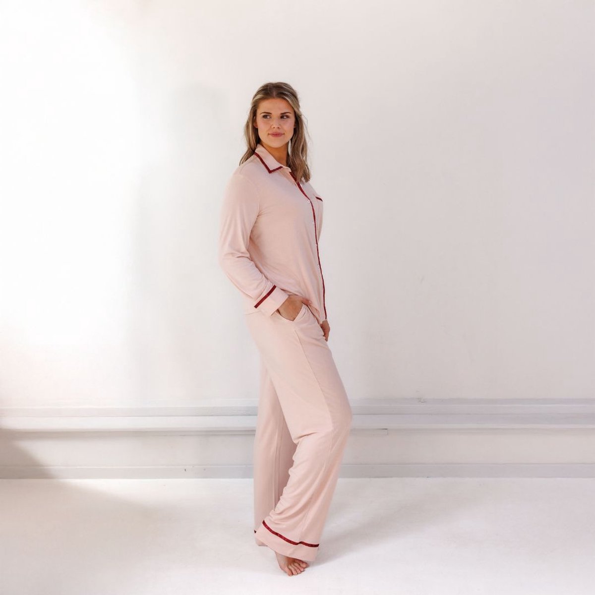TENCEL Pyjama Set Lang Dames Powder Peach - Maat L