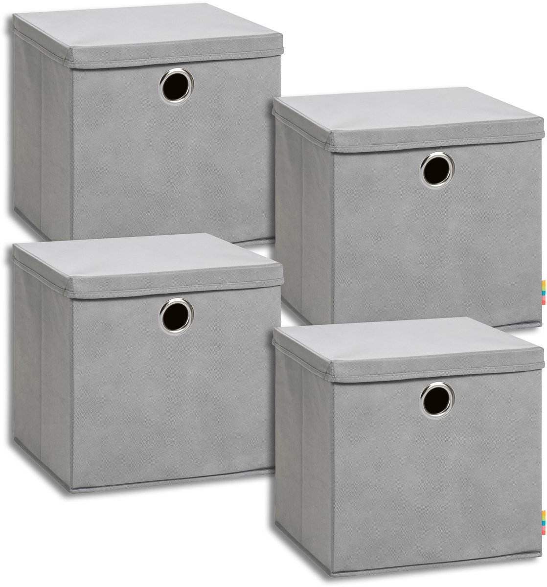 Ibenzoa® Set van 4 Opbergboxen met Deksel en Handgrepen voor Plank en Kast