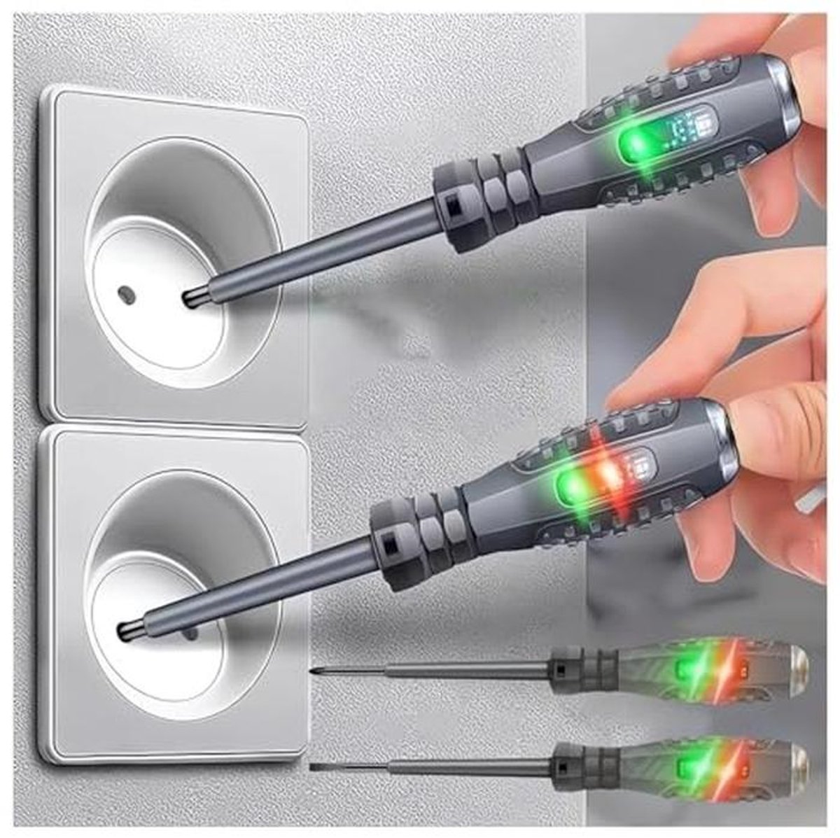 2-in-1 Schroevedraaier met Sterk Draaimoment en Magneet - Spanningstester en Stroomtester voor DC Circuitdetectie