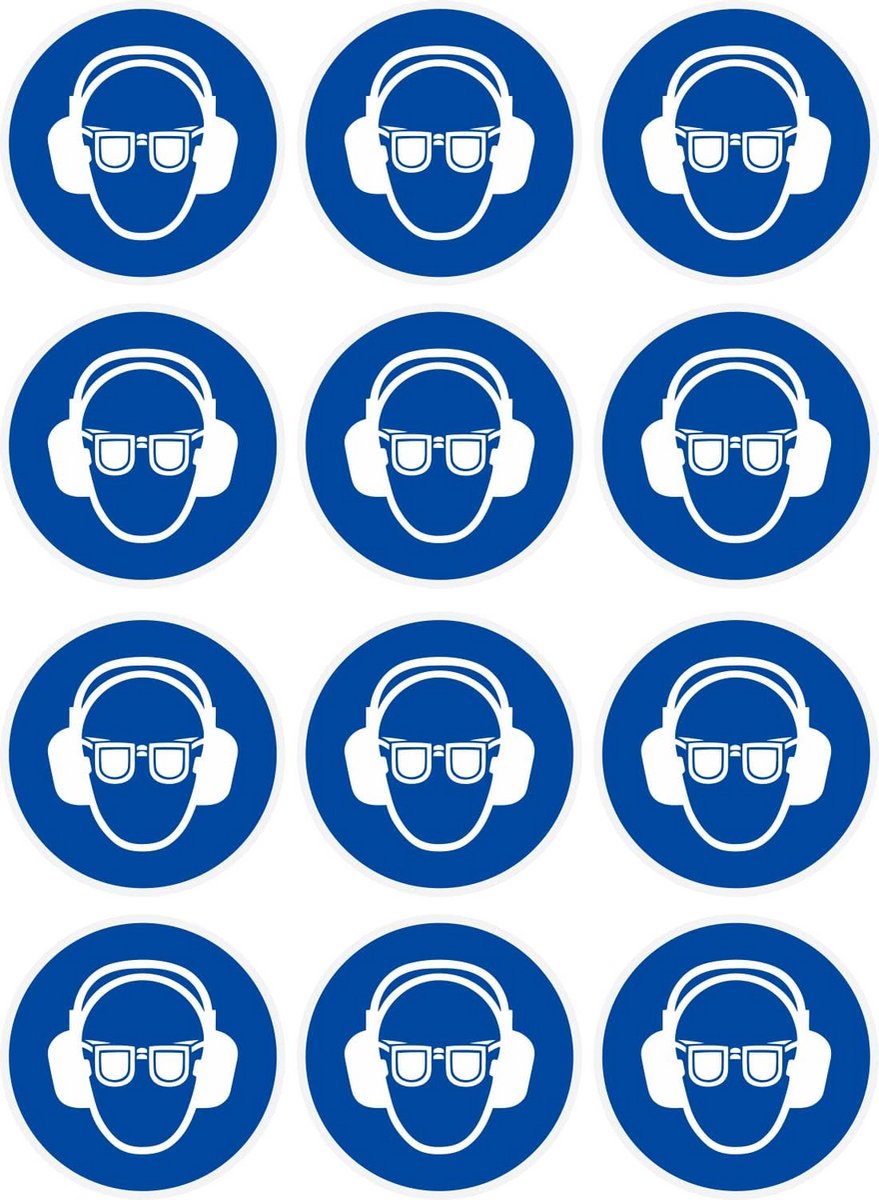 Veiligheidsstickers Gehoor- en Oogbescherming Set 12 Stuks