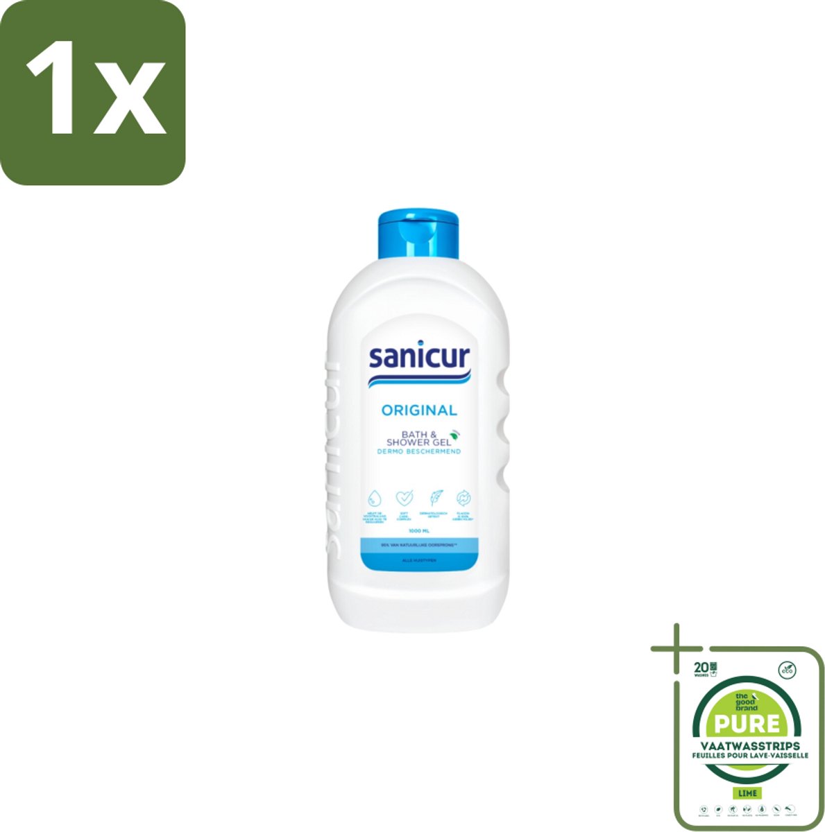 1 x Sanicur – Bad & Douchegel – Original – 1000 ml - Bad En Douche Gel - Huidverzorging - Vochtregulerend - PH-huidneutraal - Huidbeschermend
