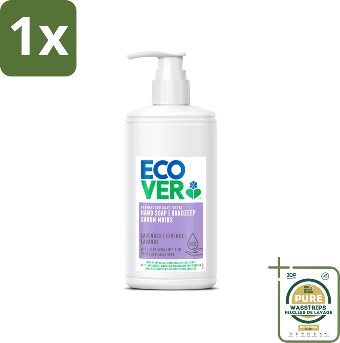 1 x Ecover - Handzeep - Lavendel & Aloë Vera - 250 ml- Handzeep Lavendel Aloë Vera - Handzeep 250 Ml - Handzeep Natuurlijk - Handzeep Dermatologisch Getest - Handzeep Voor Gevoelige Huid