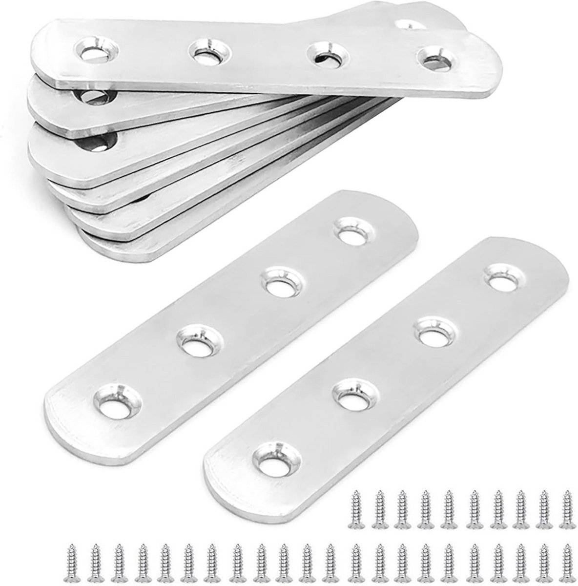 8 Stuks Platte Hoekbeugels - Roestvrij Staal Verbinder - 94 x 20 mm - Voor Houten Meubels