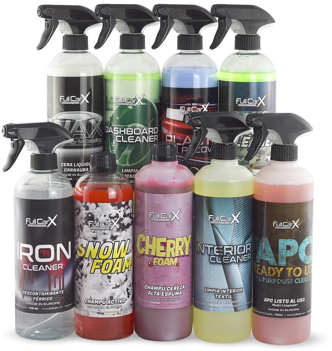 Complete Auto Reinigingsset voor Binnen en Buiten - Felgenreiniger, Polsterreiniger, Cockpitverzorging, Autoshampoo en Wassen