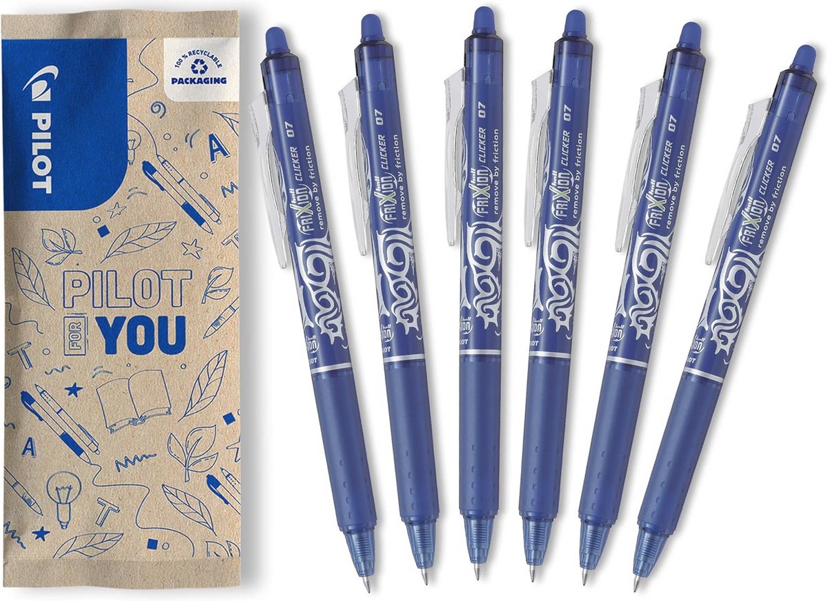 Set van 6 Uitwisbare Rollerball Pennen met Thermogevoelige Inkt