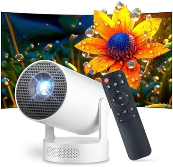 Compacte HD videoprojector met draadloos WiFi, Bluetooth, Android, ingebouwde luidsprekers en automatische correctie