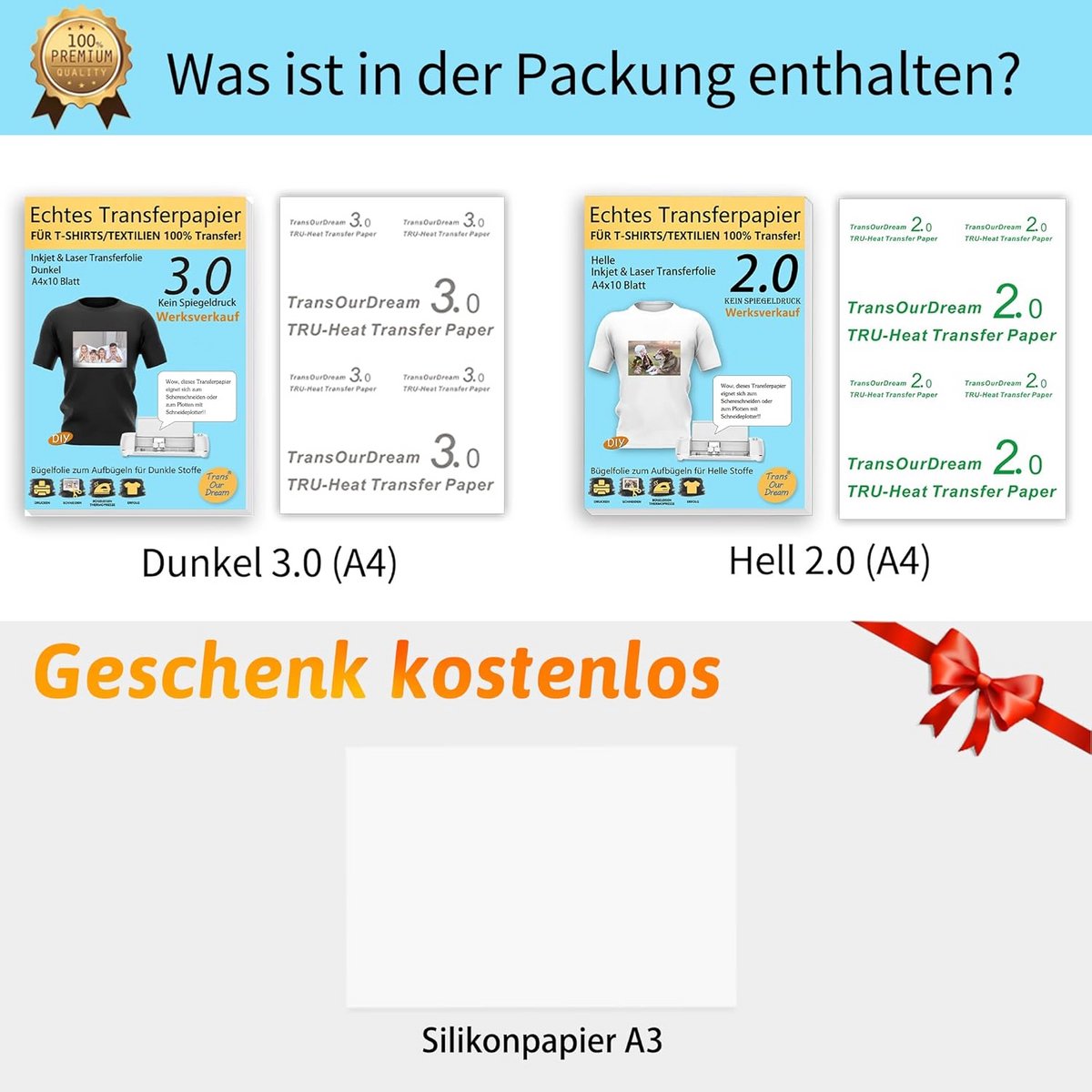 A4 & A3 Transferpapier voor Textiel - Licht en Donker - Print op T-shirts, Kleding, en Meer