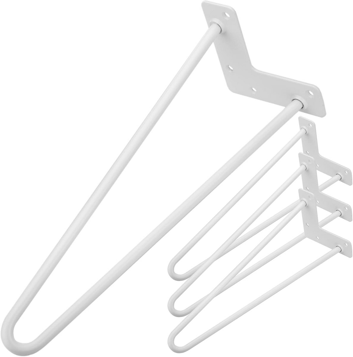 Set van 4 Stalen Tafel- en Meubelpoten - 41 cm Hoog, Wit