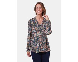 Goldner Blouse Bedrukte blouse met verfijnde halslijn marine / ahorn / gedess.