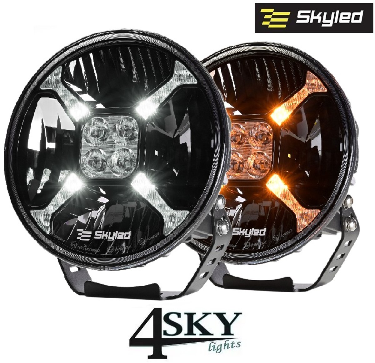 SKYLED Cosmo Flash 9X 9 inch met positielicht wit/amber ingebouwde led flitser 11.000 Lumen 120 watt IP69K