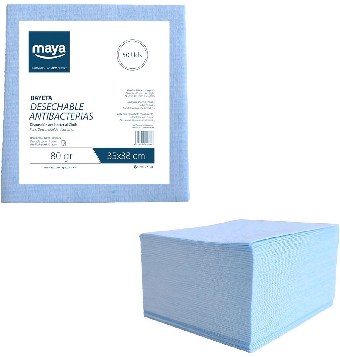Antibacteriële Wegwerphanddoeken 80 g/m² - 50 Stuks voor Professioneel Gebruik