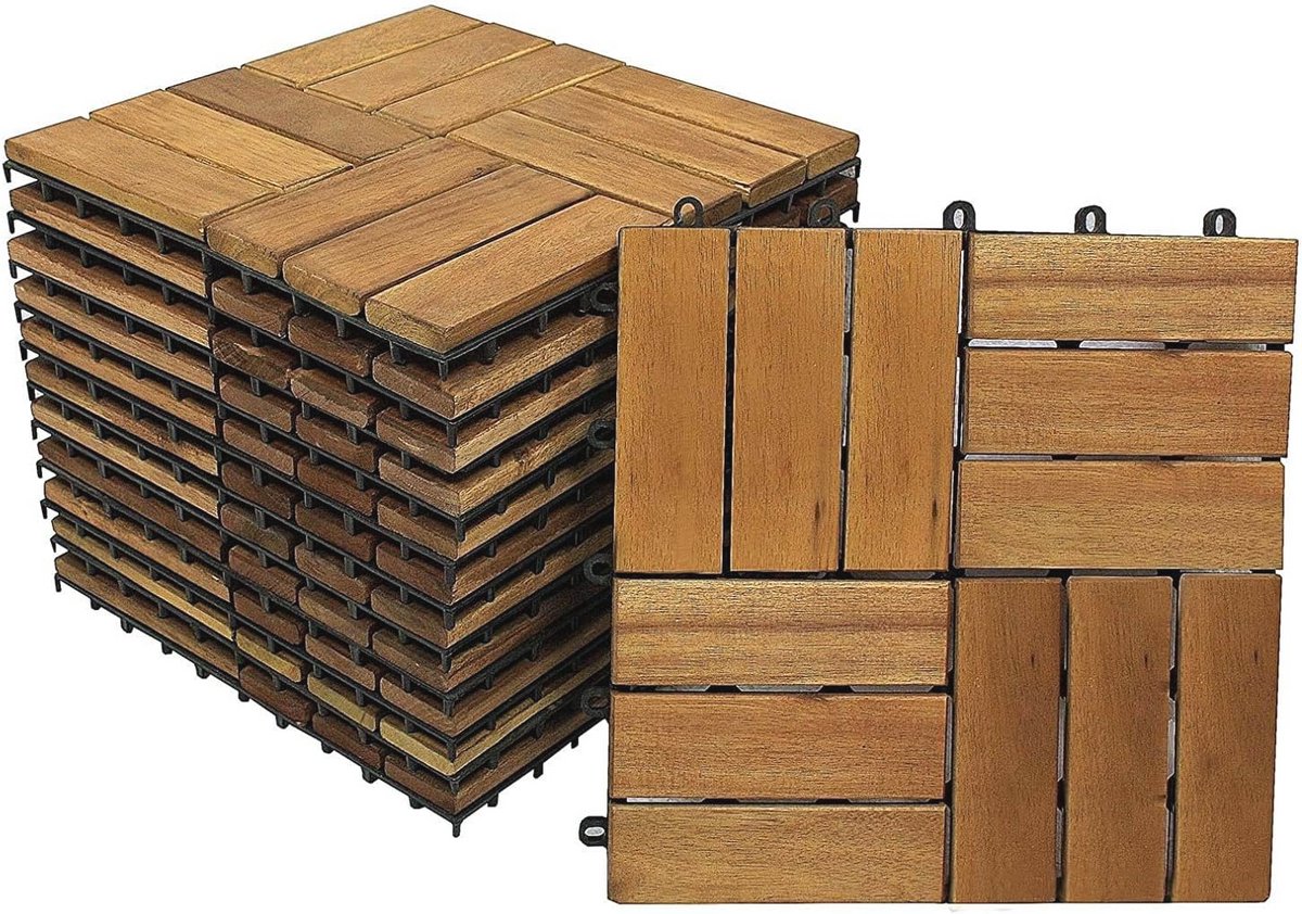 Voordeelset van 33 Houten Terrastegels voor Tuin en Balkon, 3 m² met Drainage-onderbouw