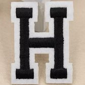 Alfabet Letters Strijk Embleem Patches Zwart Wit Letter H / 4 cm / 5 cm