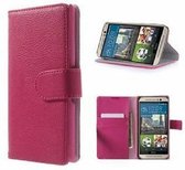 HTC One M9 Hoesje Met Pasjeshouder Bookcase Roze