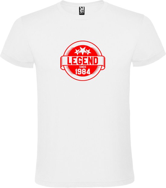 Wit T-Shirt met “Legend sinds 1984 “ Afbeelding Rood Size XXL