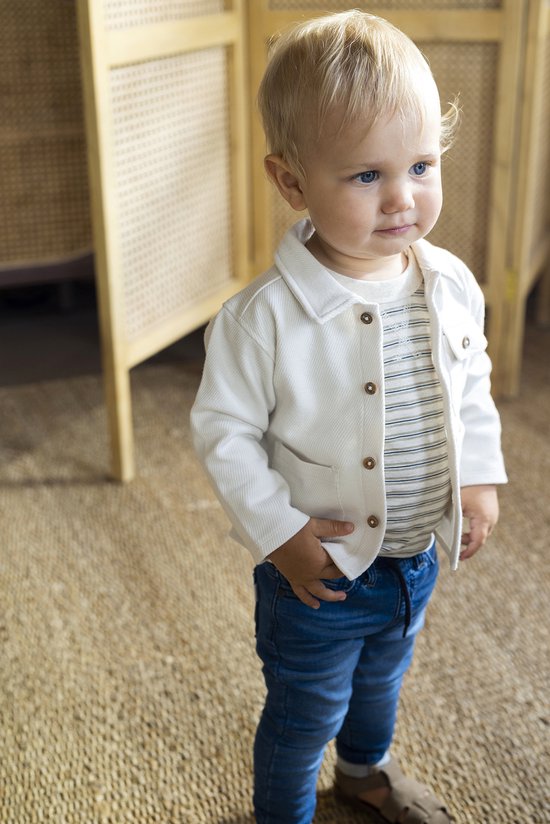 Noppies Jongens Beige Gestreepte Tshirt Moulton Lange Mouwen Oatmeal 50 bol